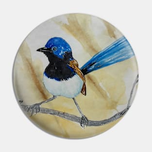 Beautiful Blue Wren - bird art Pin