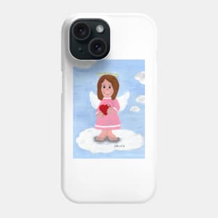 Little dark-haired angel girl with a heart Phone Case