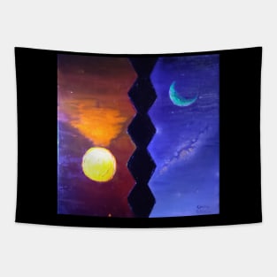 Endless column sun and moon Tapestry