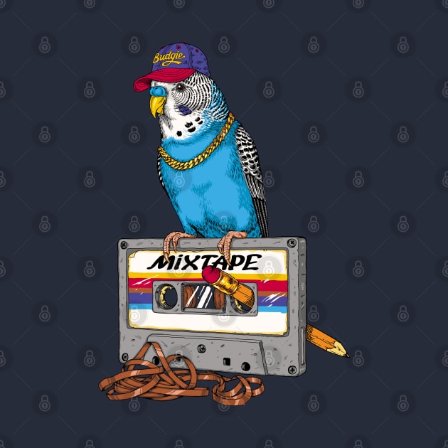 Cool Budgie with a Cassette by Dima Kruk