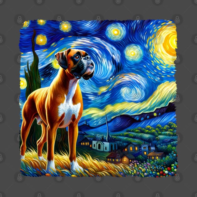Starry Boxer Dog Portrait - Pet Portrait by starry_night