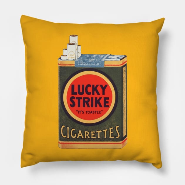 Vintage Lucky Strike Cigarette Packet Pillow by Scottish Arms Dealer