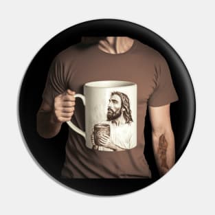 Six Fingered Man Holding A Giant Mug Of Seven Fingered Jesus Holding A Giant Mug Pin