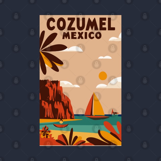 A Vintage Travel Art of Cozumel - Mexico by goodoldvintage