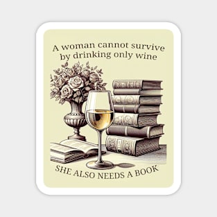 Woman, wine and books Magnet