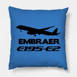 Embraer E195-E2 Silhouette Print (Black) Pillow