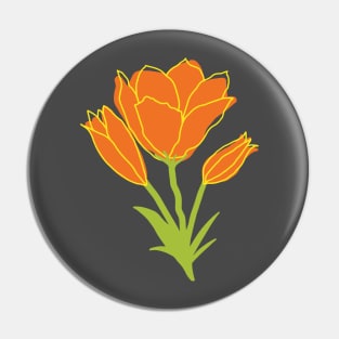 Sketchy Orange Flower Pin