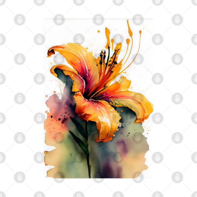 An Orange Daylily Day Lily Watercolor Design by designs4days