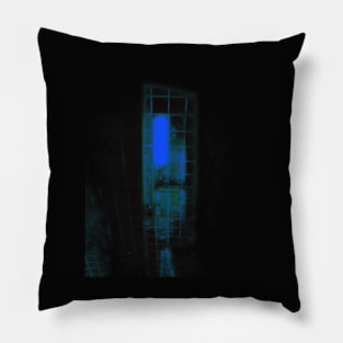 Digital collage and special processing. Bizarre. Room of suffering. Light blue. Evening. Pillow