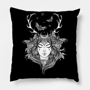 Hand Drawn Shaman Tshirt Forest Fairy Folklore Witch Pillow