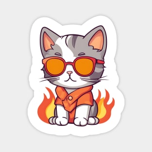 Cute cat on fire Magnet