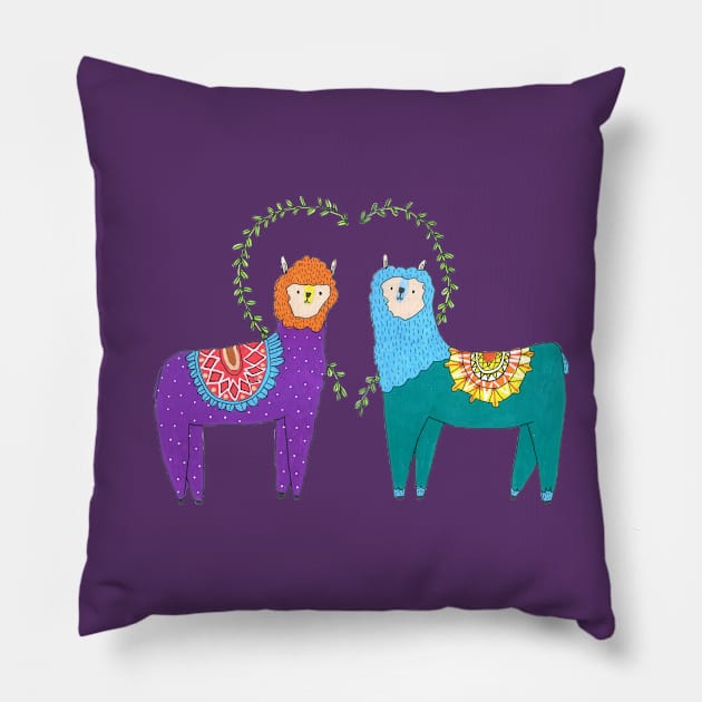 Llamas In Love Pillow by DoodlesAndStuff