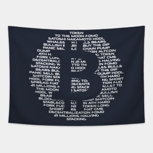 Bitcoin logo with crypto words Tapestry