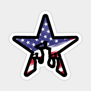 US Flag Star With Saluting Soldiers July 4th Veterans Day Magnet