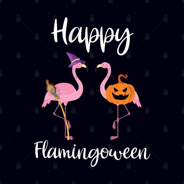 Happy Flamingoween Flamingo Witch And Pumpkin Halloween Bird by FamiLane