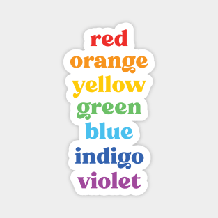 Pride Rainbow Colors Words Retro 70s Style Magnet