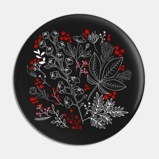 Flowers and Leaves with Autumn Berries Pin