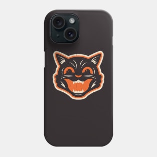 Vintage Halloween Black Cat - Distressed Phone Case