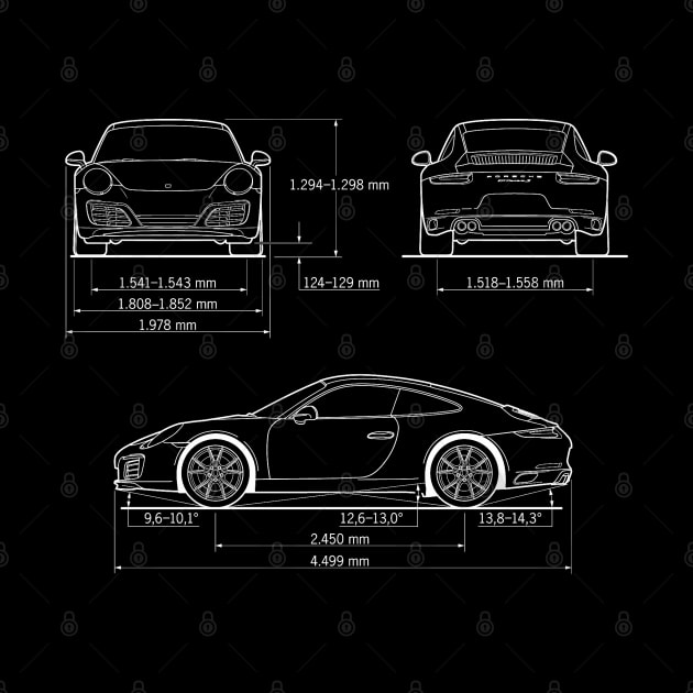 Porsche - Blueprint - Dark by Barn Shirt USA