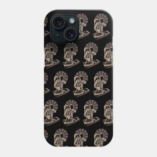 DJ astronaut mixing music pattern on black Phone Case