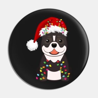 Pitbull Holiday Christmas Light - Funny Pibull Lights Christmas in Santa Hat Holiday Santa Pin