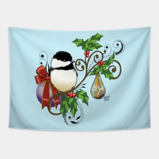 Holiday Chickadee Tapestry