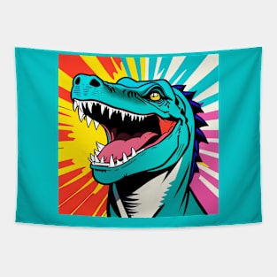 Modern Abstract Pop Art Style Laughing T-Rex Drawing Tapestry