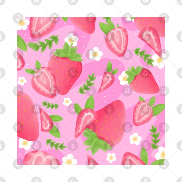 strawberries and flowers pattern by casserolestan