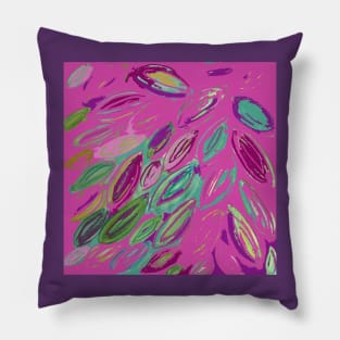 Watercolor Leaves in Pink Magenta Purple Teal Blue Green Pillow