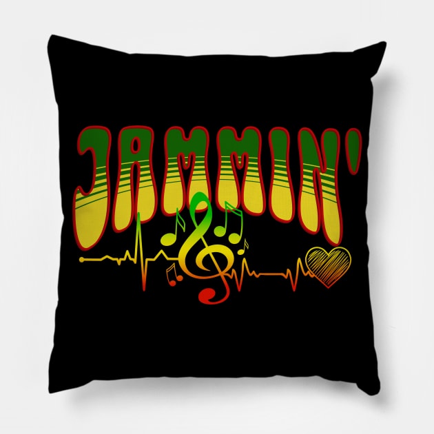 Jammin' Reggae Music Pillow by RockReflections