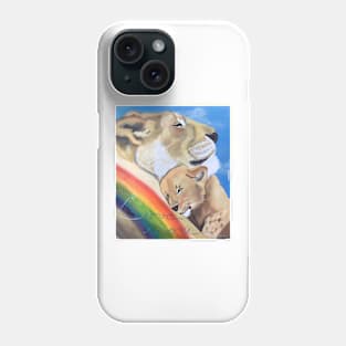 Love between mother and baby lion Phone Case