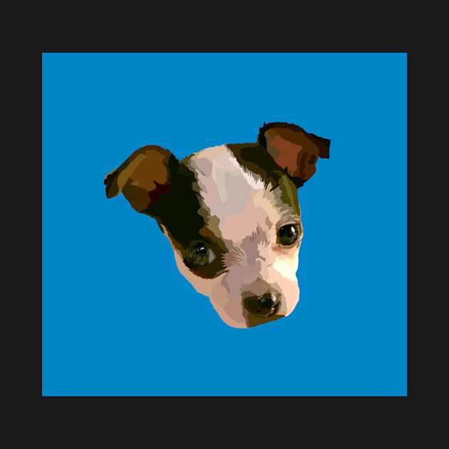 Cute Puppy Face Drawing in Blue by DavidASmith