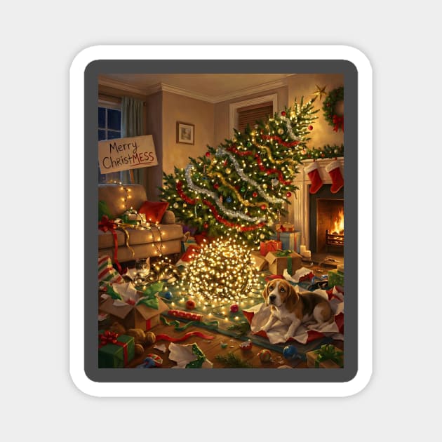 Merry Christmess Funny Dog and Cat Holiday Chaos Magnet by Rommel's Store 1