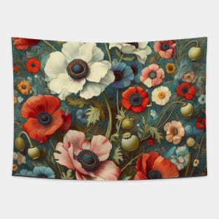 anemone and poppy flower pattern 4 Tapestry