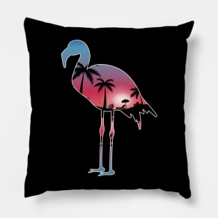 Flamingo Beautiful Sunset Beach Palm Tree Pillow