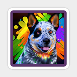 Australian Cattle Dog Rainbow Painting Magnet