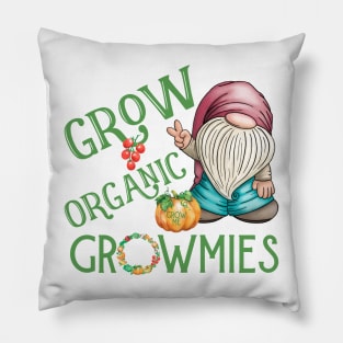 Grow Organic Garden Gnomes Local Farmer Pillow