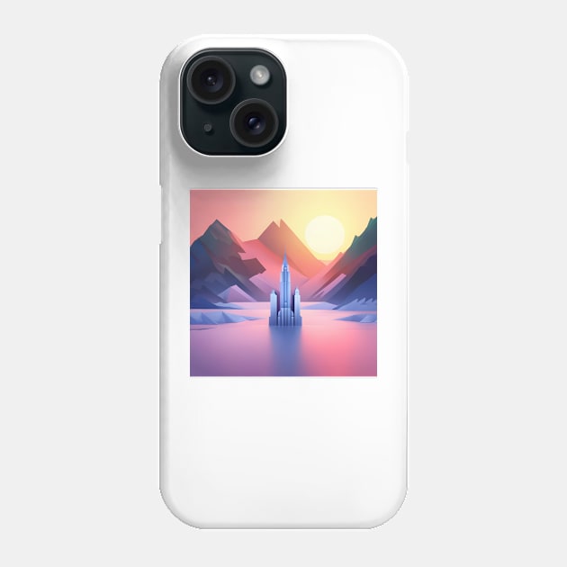 Sunset Serenade: 1920s Skyscrapers on Frozen Waters Phone Case by arc1