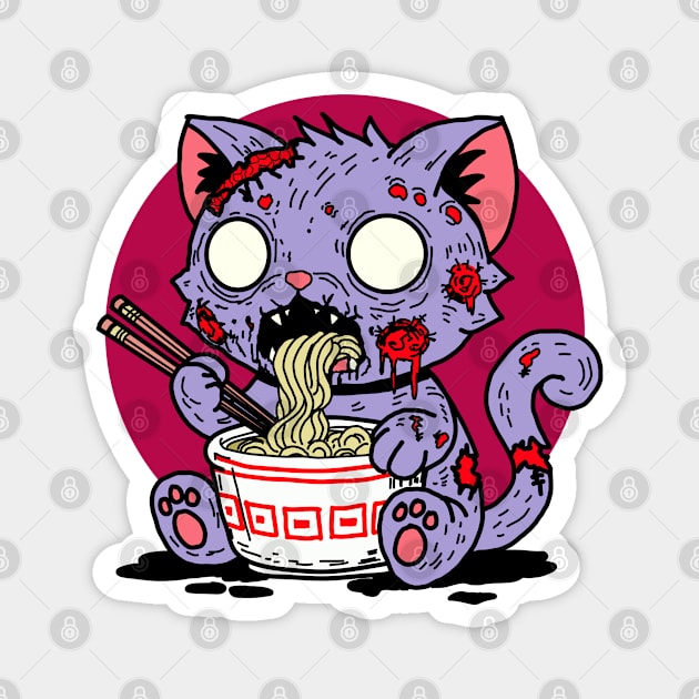 Ramen Cat Zombie Magnet by H. R. Sinclair