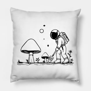 Astronaut Gardening Mushrooms Pillow