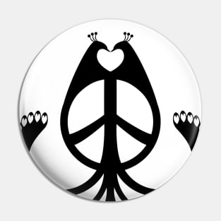 Peace, Love and Peacocks (Black) Pin