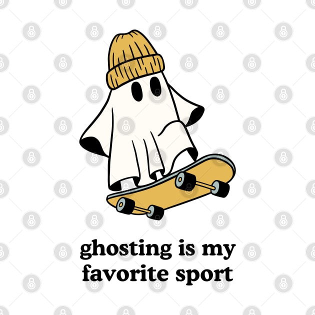 Ghosting is my Favorite Sport Halloween Ghost Skater by juliahealydesign