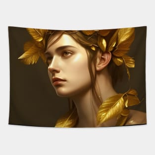 Golden Leaf Crown Tapestry