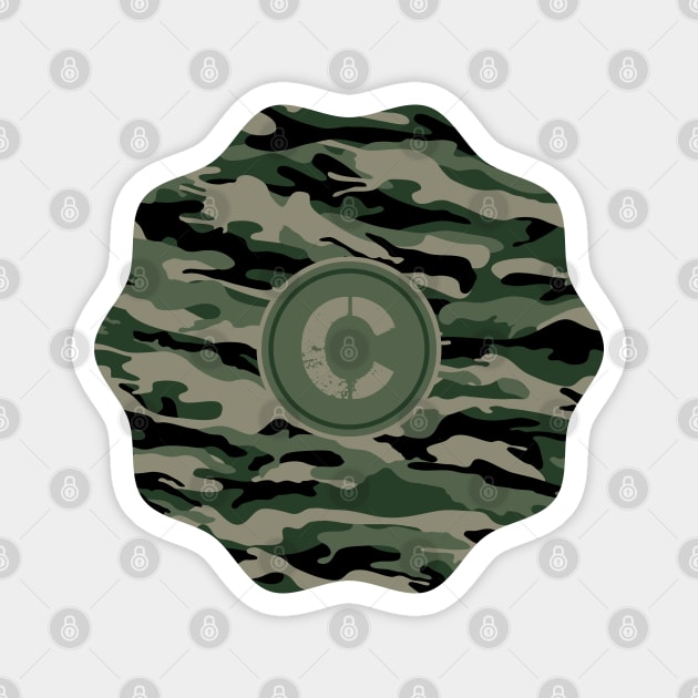 Monogram Initial Letter C Military Army Camouflage Pattern Magnet by MintaApparel