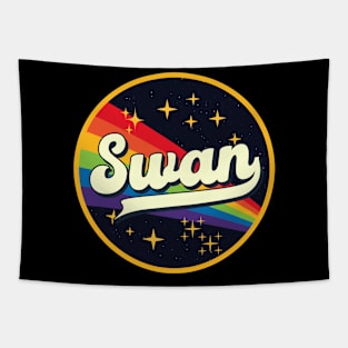 Swan // Rainbow In Space Vintage Style Tapestry