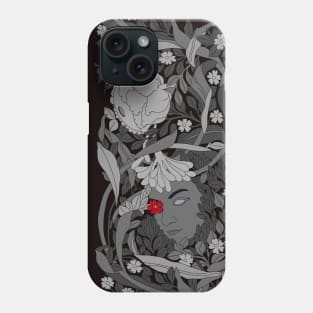 William Morris Achromatic floral forest Goddess pattern Phone Case