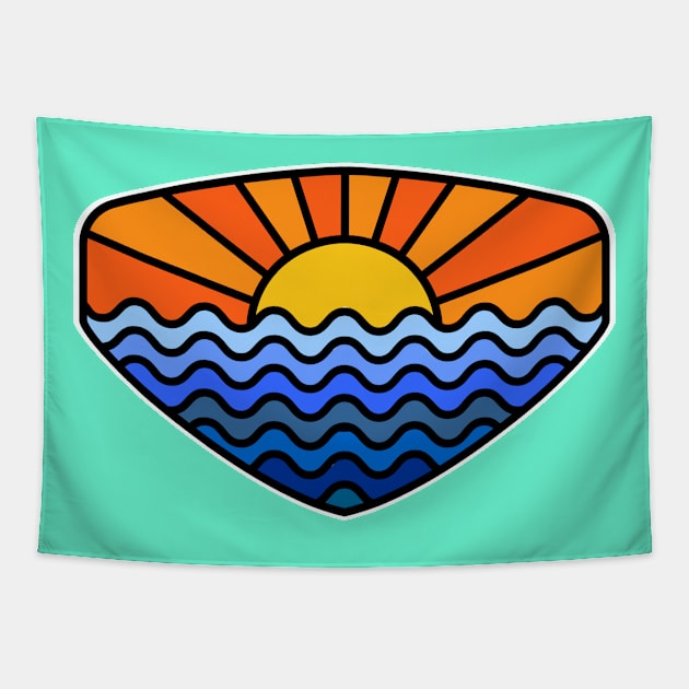 Sunset + Ocean Waves Tapestry by roboticaldad