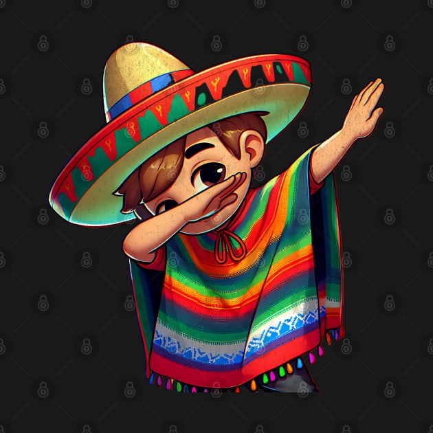 Mexican Boy Dabbing Poncho Cinco de Mayo by FunnyTee's