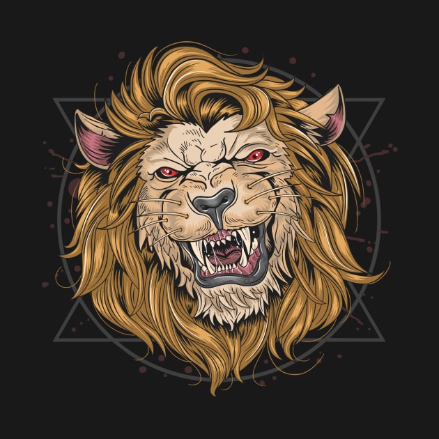 Lion fierce head by Metaart