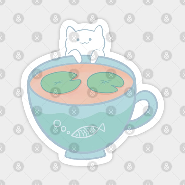 Cup of Tea with the Cat Magnet by awesomesaucebysandy